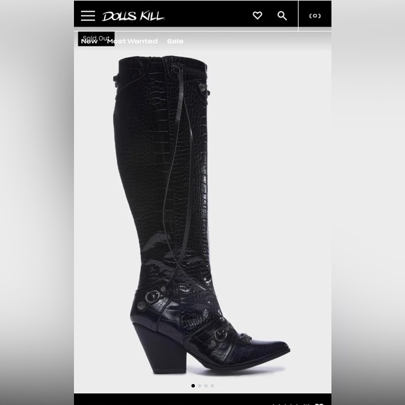 Dolls Kill Lethal Looks Knee-High Cowboy Boots - Picture 2 of 3